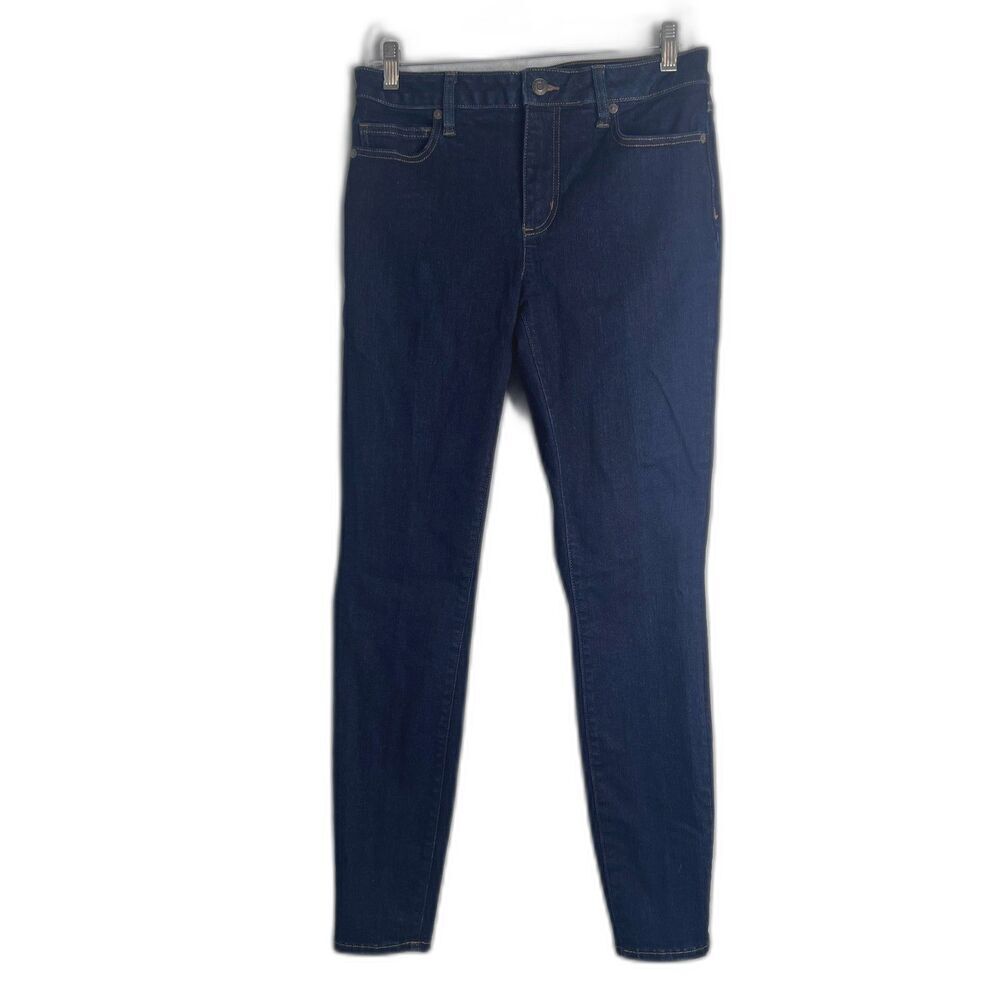 Lands End Dark Wash Mid Rise Skinny Jeans Non Destructed Size 8